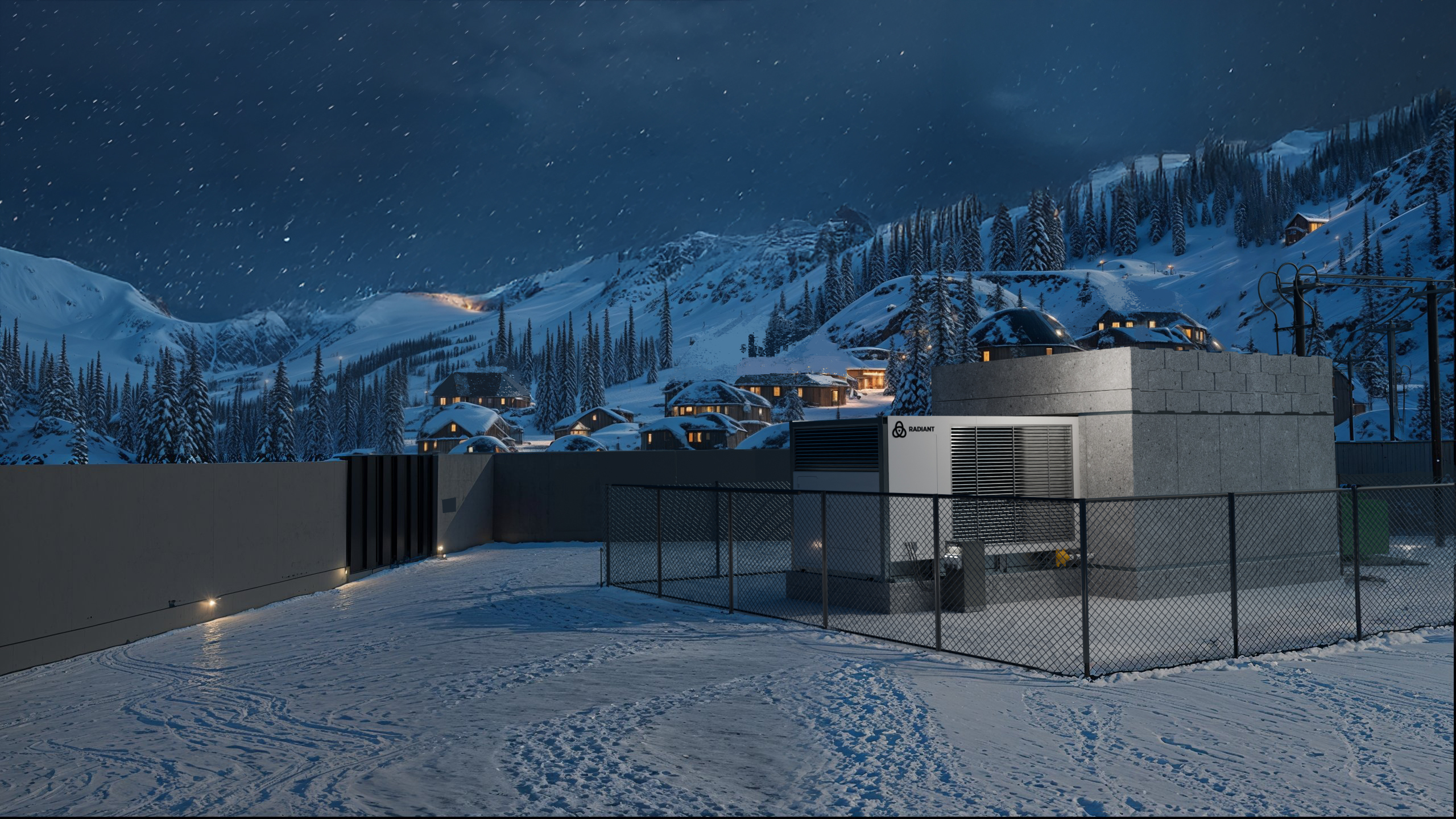 Render of Kaleidos powering a remote community.